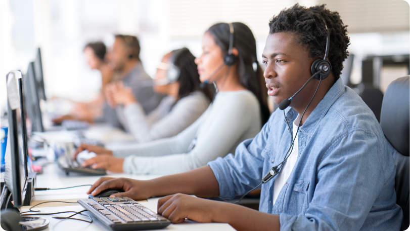 Customer support with headphones