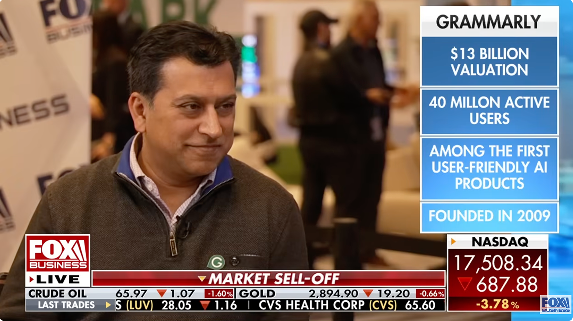 Grammarly CEO Shishir Mehrotra on Fox Business at HumanX